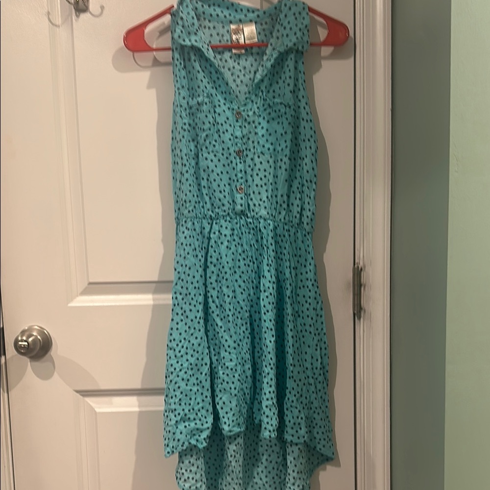 L8teR Blue Polka Dot High Low Dress